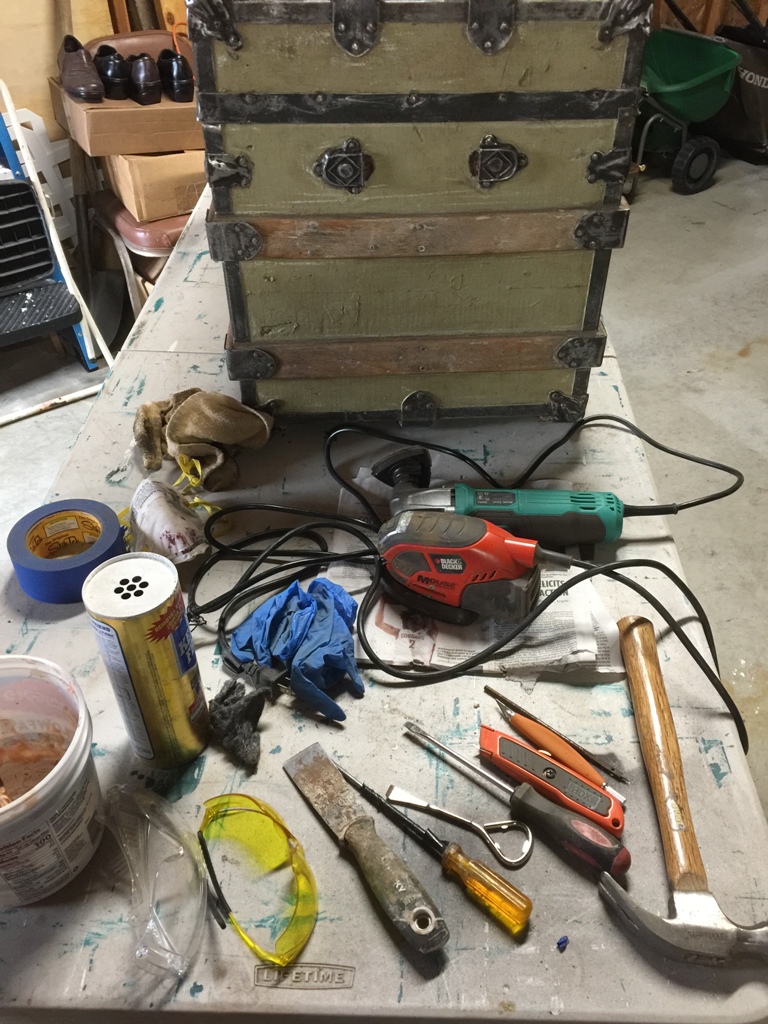  Antique Green Canvas Steamer Trunk : Handmade Products