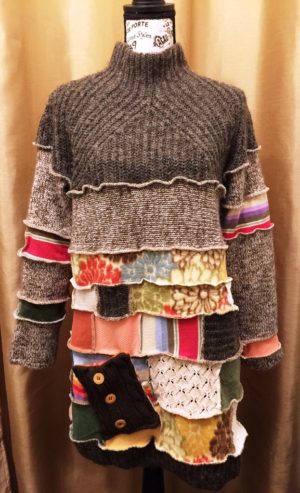 Upcycled Brown Sweater Boho Dress
