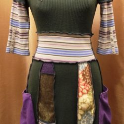 Upcycled Boho Patchwork Green Wool Dress