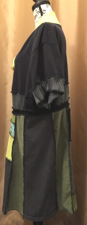 Upcycled Black T-Shirt Patchwork Dress/Tunic - Image 3