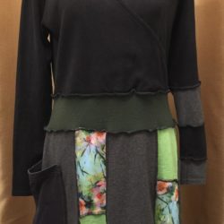 Upcycled Patchwork Dress with Crossover Bodice