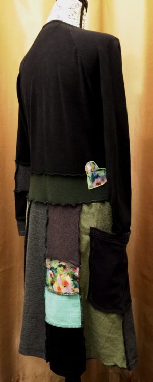 Upcycled Patchwork Dress with Crossover Bodice - Image 3