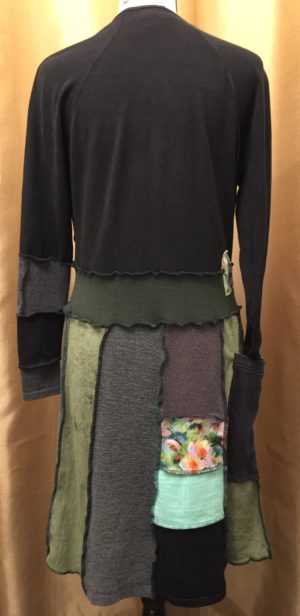 Upcycled Patchwork Dress with Crossover Bodice - Image 2