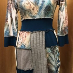 Upcycled Teal & Cream Dress