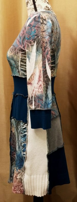 Upcycled Teal & Cream Dress - Image 5