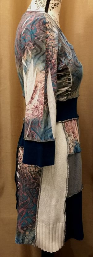 Upcycled Teal & Cream Dress - Image 3