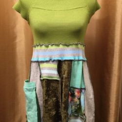 Upcycled Pea Green Bodice Dress