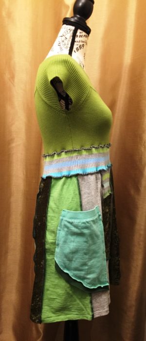 Upcycled Pea Green Bodice Dress - Image 2