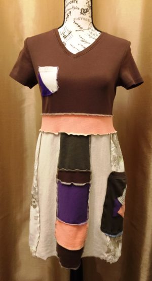 Upcycled Brown Top T-shirt Dress