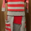 Upcycled Grey/Red Stripe Dress