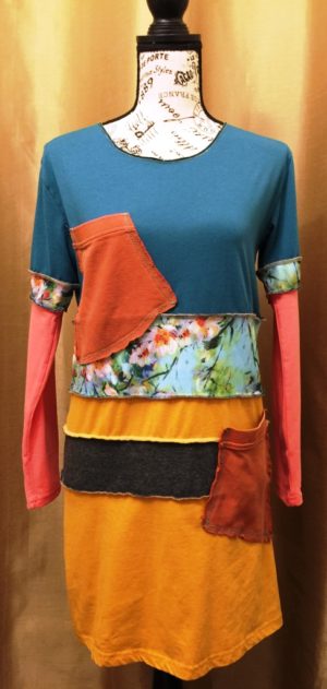Upcycled Teal Bodice Dress