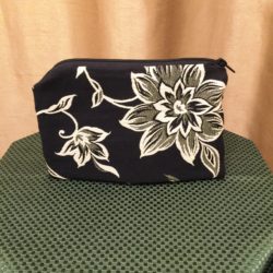 Black & Cream Floral Makeup Bag