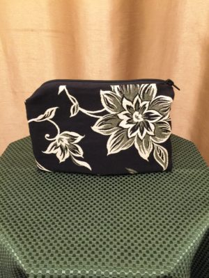 Black & Cream Floral Makeup Bag