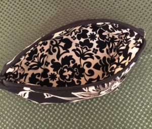 Black & Cream Floral Makeup Bag - Image 2