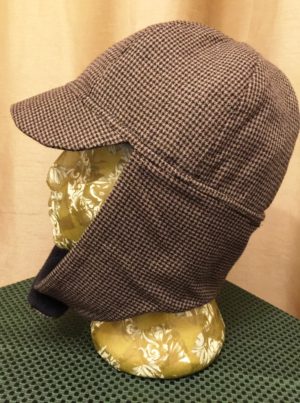 Black & Brown Checked Ear Flap Hat - Image 3