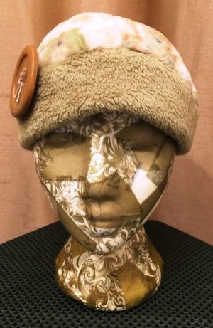 Cream & Green Fleece Cap