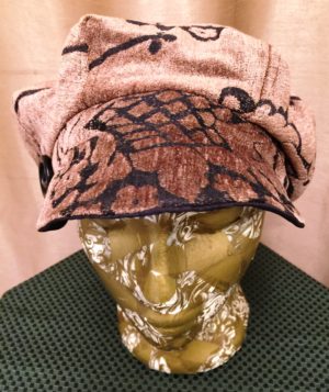 Brown & Black Velvet Newsboy Hat