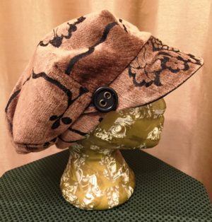 Brown & Black Velvet Newsboy Hat - Image 2