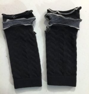 Black w/Striped Top Fingerless Gloves/Wrist Warmers - Image 2