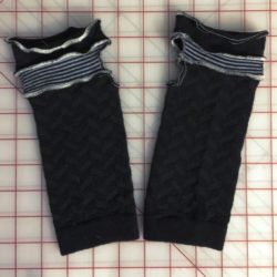 Black w/Striped Top Fingerless Gloves/Wrist Warmers