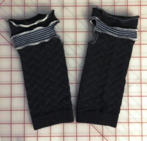 Black w/Striped Top Fingerless Gloves/Wrist Warmers