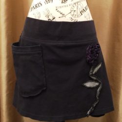 Black Skirt with Purple Flower