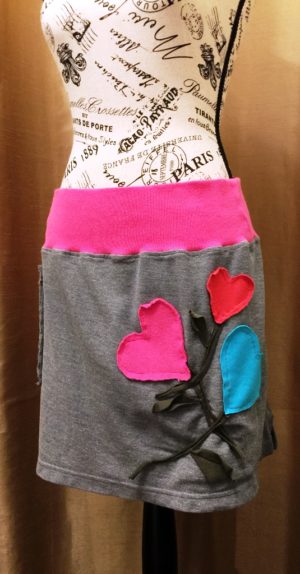 Grey Skirt with Flower Accent - Image 3