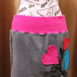 Grey Skirt with Flower Accent