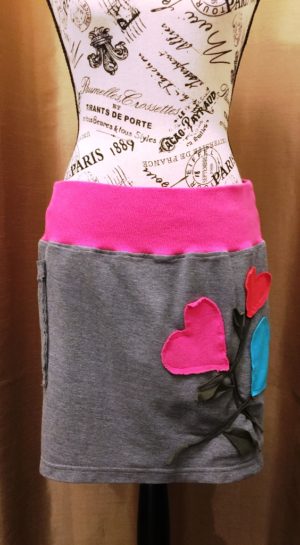 Grey Skirt with Flower Accent