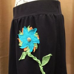 Black Skirt with Flower Accent