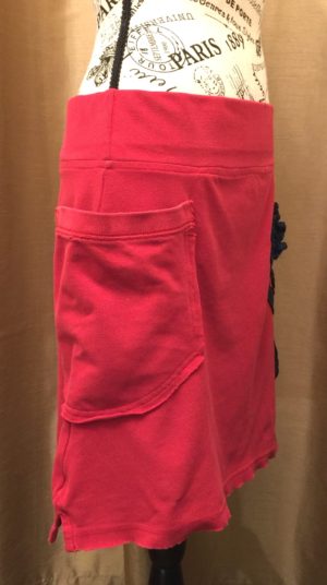 Red Knit Skirt with Teal Flower - Image 2