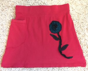 Red Knit Skirt with Teal Flower - Image 5