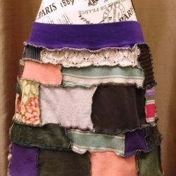 Patchwork Skirt with Purple Waistband