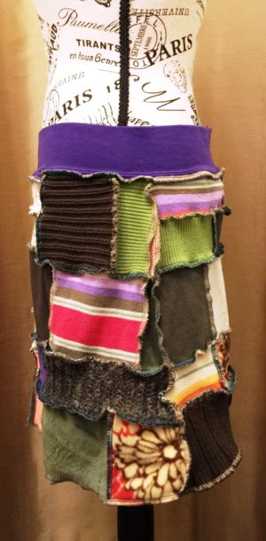 Patchwork Skirt with Purple Waistband - Image 5