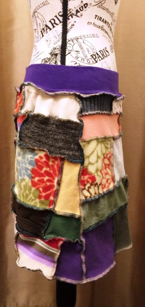 Patchwork Skirt with Purple Waistband - Image 3