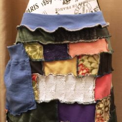 Patchwork Skirt with Blue Waistband