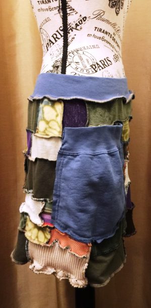 Patchwork Skirt with Blue Waistband - Image 2