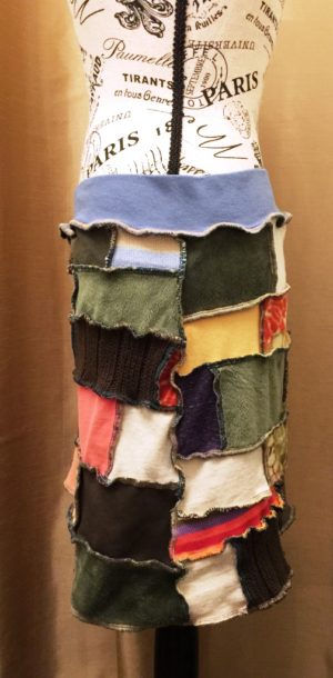 Patchwork Skirt with Blue Waistband - Image 3