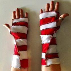 Candy Cane Fingerless Gloves/Wrist Warmers