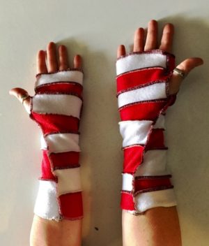 Candy Cane Fingerless Gloves/Wrist Warmers