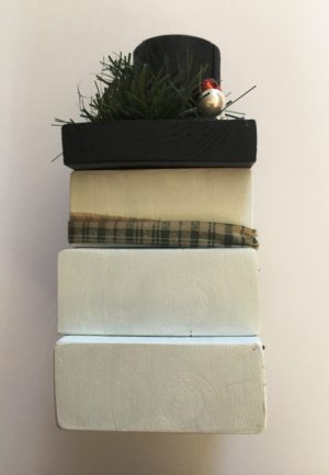 Wooden Snowman with Plaid Scarf - Image 5