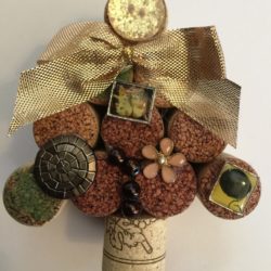 Wine Cork Christmas Tree Gold Bow