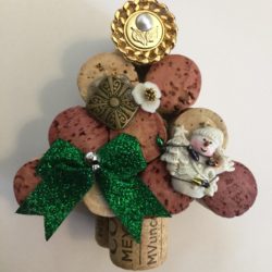 Wine Cork Christmas Tree Green Bow