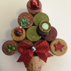 Wine Cork Christmas Tree Red Bow