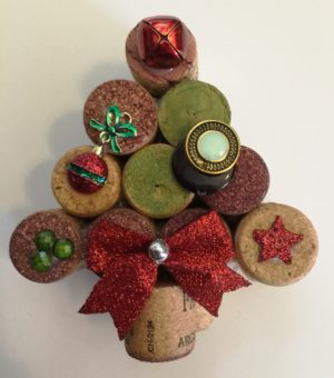 Wine Cork Christmas Tree Red Bow