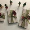 Handmade Wooden Christmas Packages with Green Ribbon